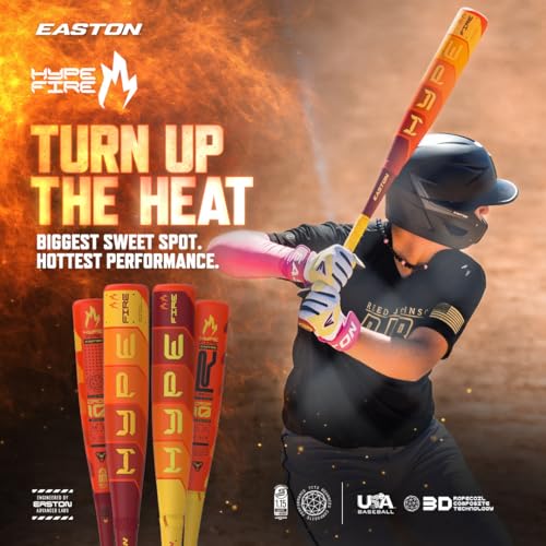 Easton 2025 Hype FIRE Baseball Bat for USSSA Players -5/-8/-10 Drop Ship, 2 3/4" Barrel, 2 Pc. Composite - Enhanced Barr